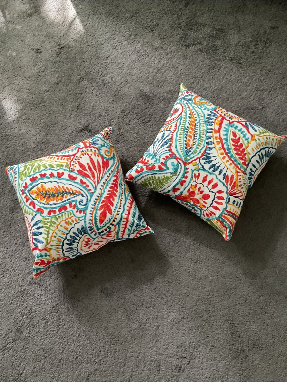 Set of 2 Colorful Paisley Waterproof Accent Pillows